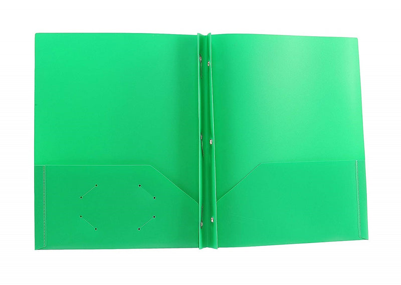 2 Sets Three Leaf Two-pocket Poly Portfolio 4.5”  with Prongs and Filler Papers (Red, White, Green, Purple, Blue, Black) 2 Pack