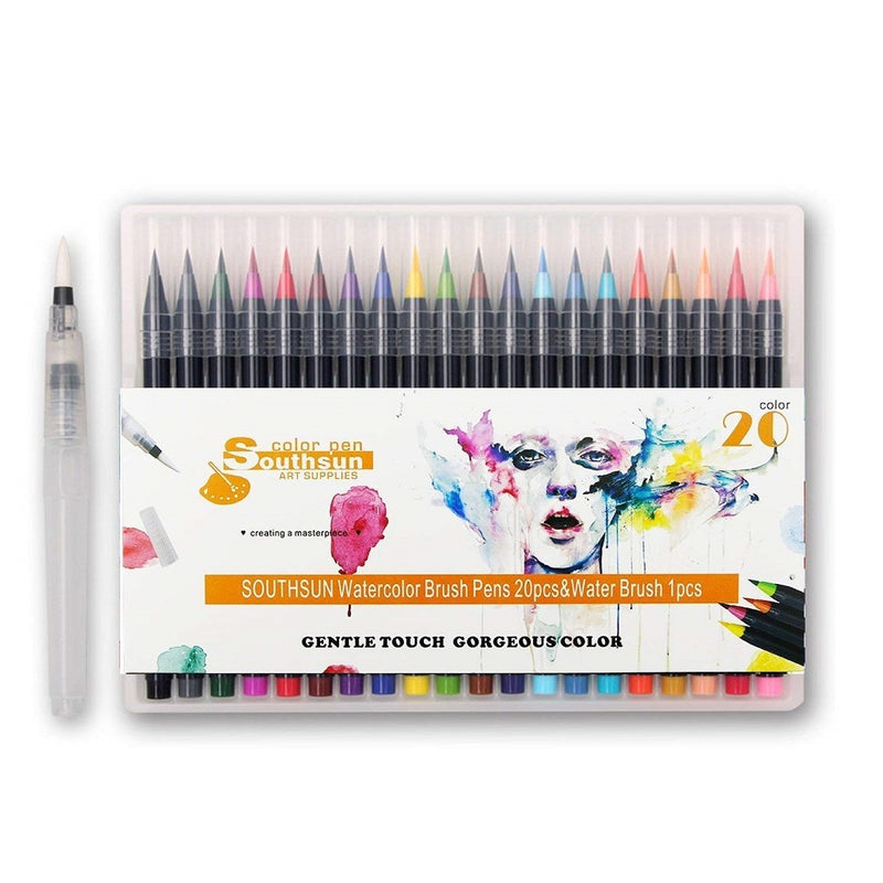 30 Sheets Three Leaf Set Wired Sketchbook "9x12” + 1 Pack Watercolor Brush Pens With 1 Water Brush-1 Set