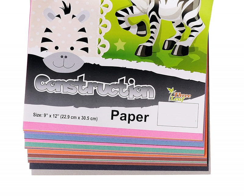2 Pcs Three Leaf Construction Paper Books 9” x 12”  8 Colors 32-Sheets (pink, yellow, green, orange, purple, blue, brown, black ) - 2 Pack