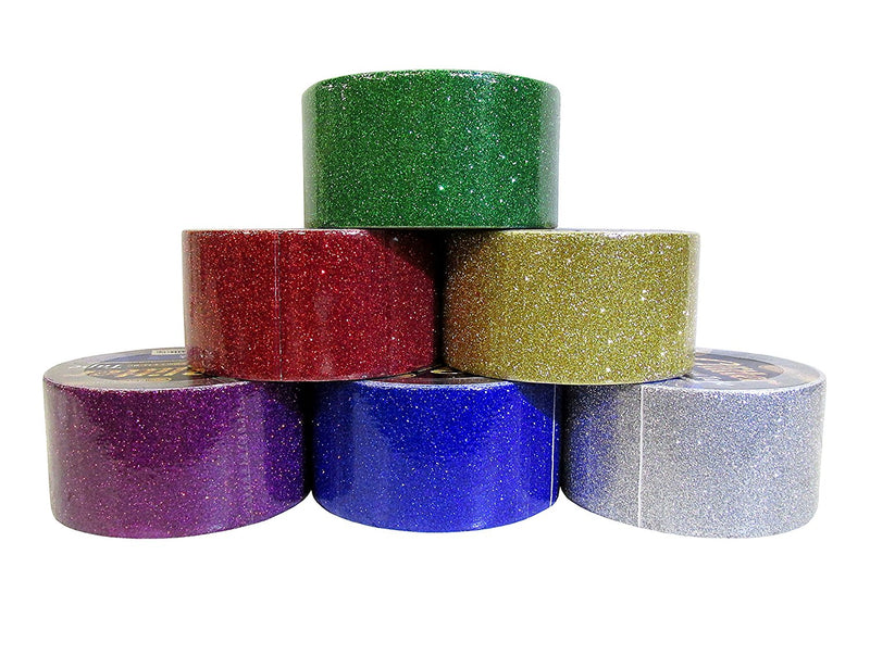 6 Rolls Bazic Glitter Duct Tapes Set (1.88" x 15') in 6 Colors Self-adhesive