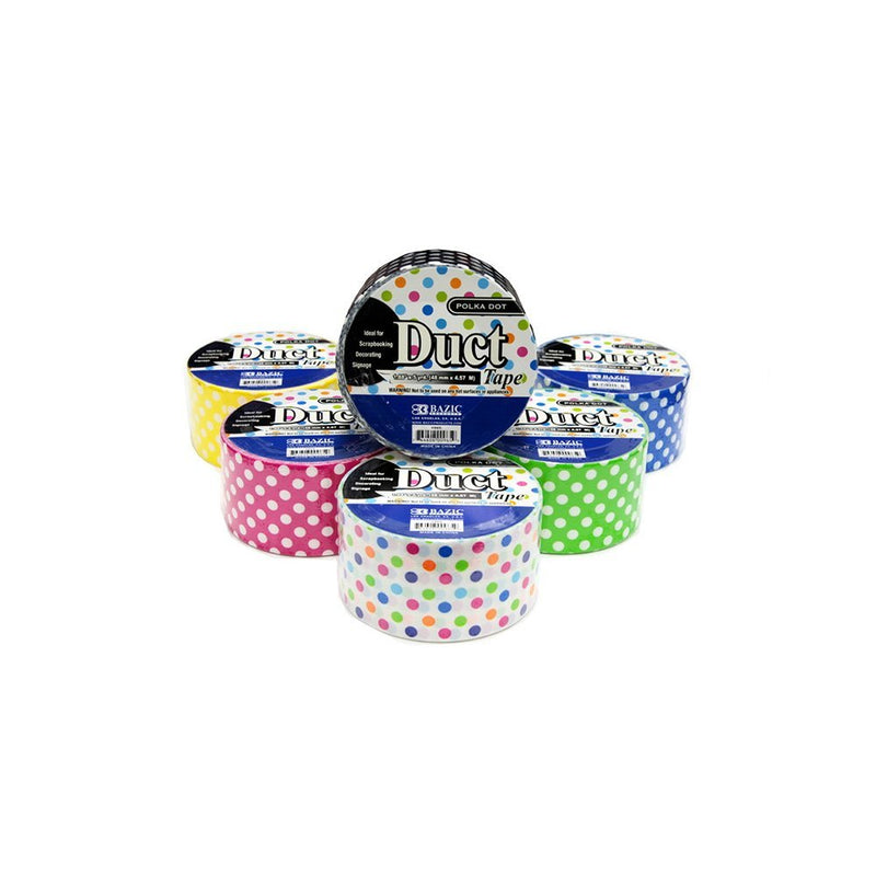 18 Pcs Bazic Duct Tapes 1.88" x 5 Yards Variety Pack Self-adhesive (6 Polka-dot + 6 Chevron + 6 Colorful Camouflage) -3 Packs