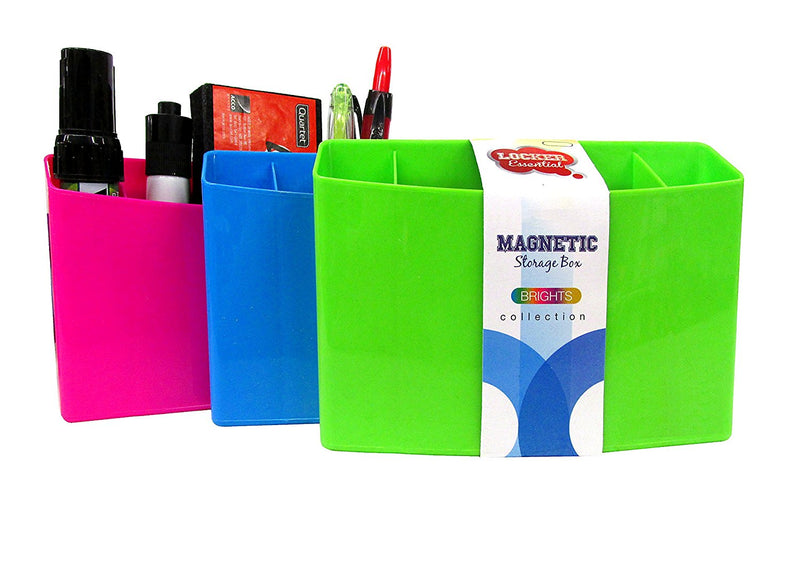 3 Pcs Bazic 3-Section Magnetic Organizer (Approx: 4" x 5.5" x 1.5") Colors May Vary - 3 Pack