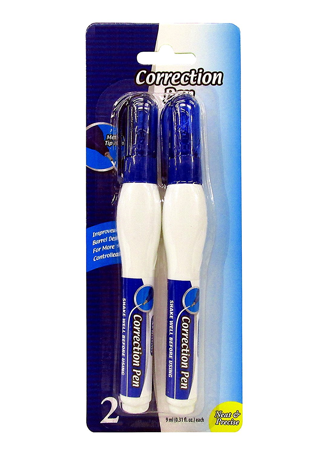 Bazic Metal Tip Correction Pen & Correction Fluid (2/Pack)