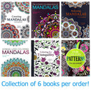 6 Pcs Bazic Adult Coloring Book Set Mandalas Books Plus Patterns and Tranquility - 1 Pack