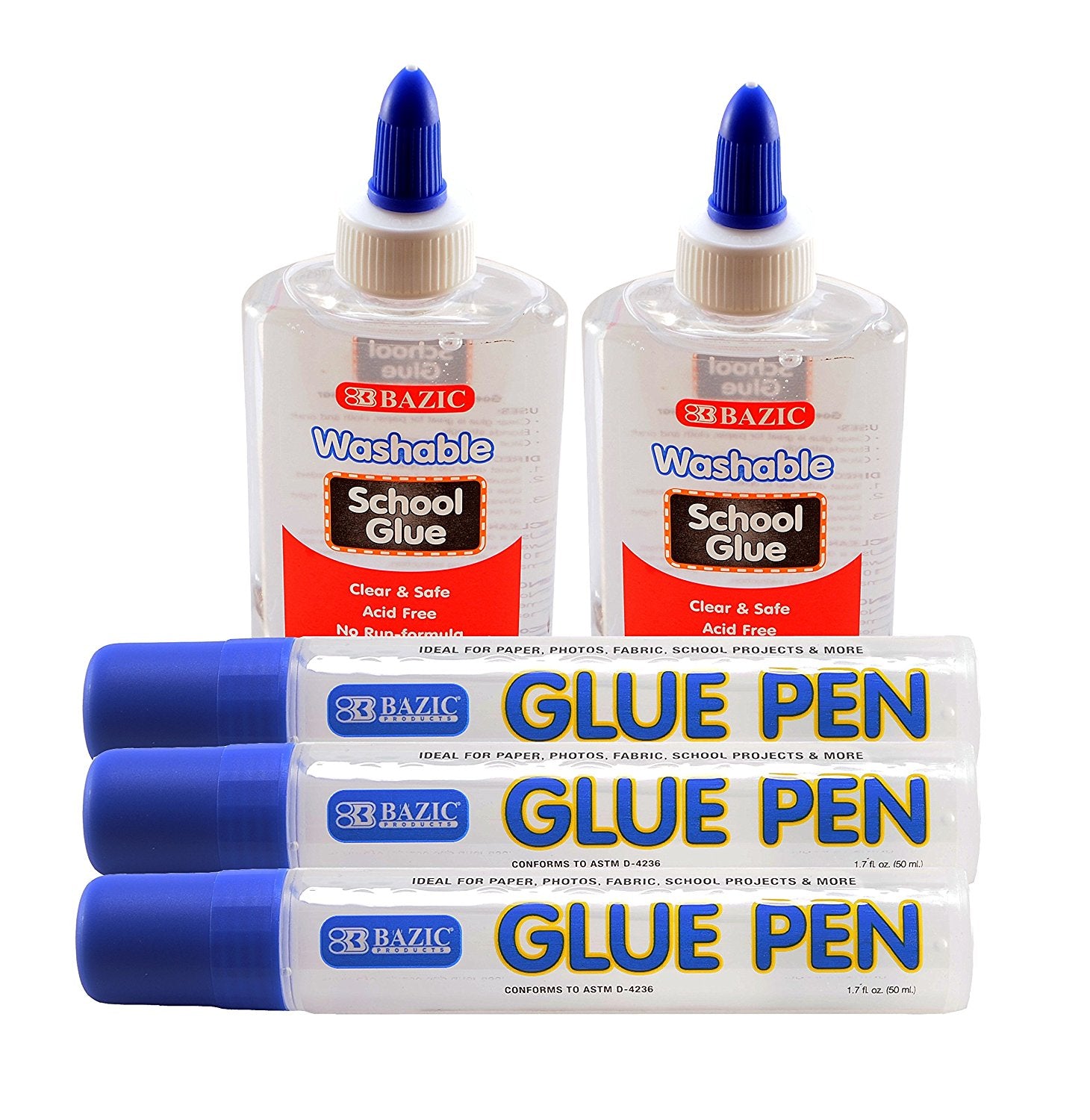 Bazic Glue Set (2 Washable School Glue + 2 Glue Tape) - Northland Wholesale