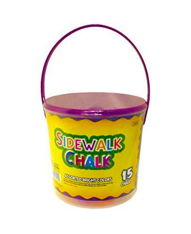 15 Sticks Bazic Sidewalk Chalk Bucket Assorted Vibrant Colors Non-toxic 1 Pack