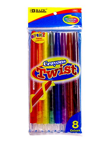 8 Sticks Bazic Twist Crayons Assorted Vibrant Colors 1 Pack