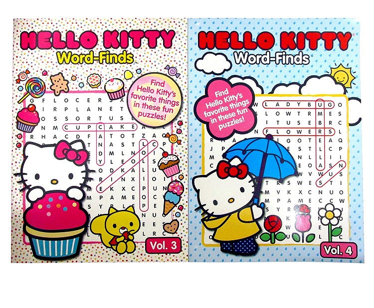 Bazic Hello Kitty Word-Finds Vol. 3 & 4 Activity Books - 2 Packs