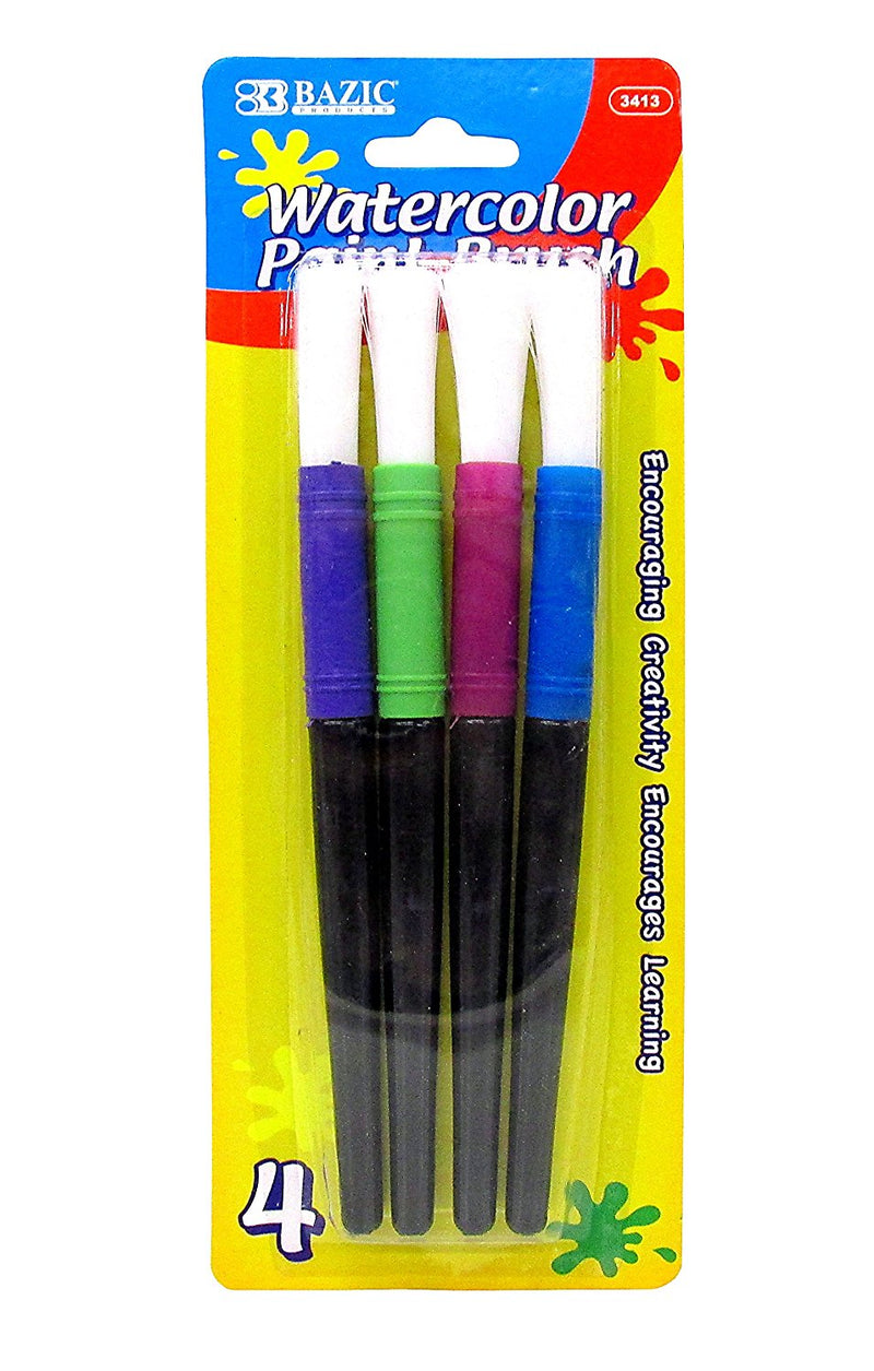 4 Pcs Bazic Kids Watercolor Paint Brushes 1 Pack