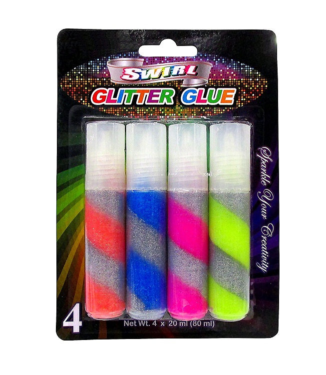 4 Bottles Bazic Glitter Glue Set 20 ml Swirl Color Fusion 1 Pack