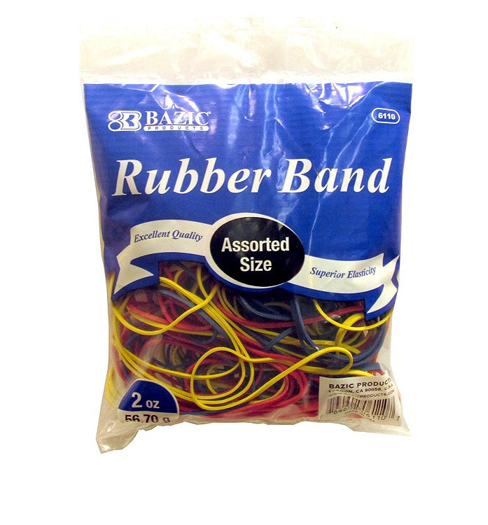 Bazic Rubber Bands Assorted Dimensions (2oz -56.7g) Multi-Color - 1 Bag