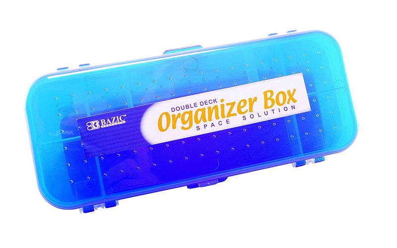 Bazic Double Deck Organizer Box Random Colors (Black, Red, Blue, Green) 2 Pack