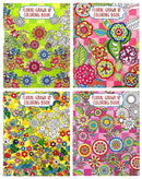 4 Books Bazic Adult Unique Floral Themed Coloring Books 1 Set
