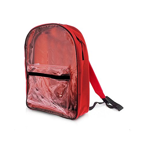 Bazic Transparent Front School Backpack Red 1 Pack