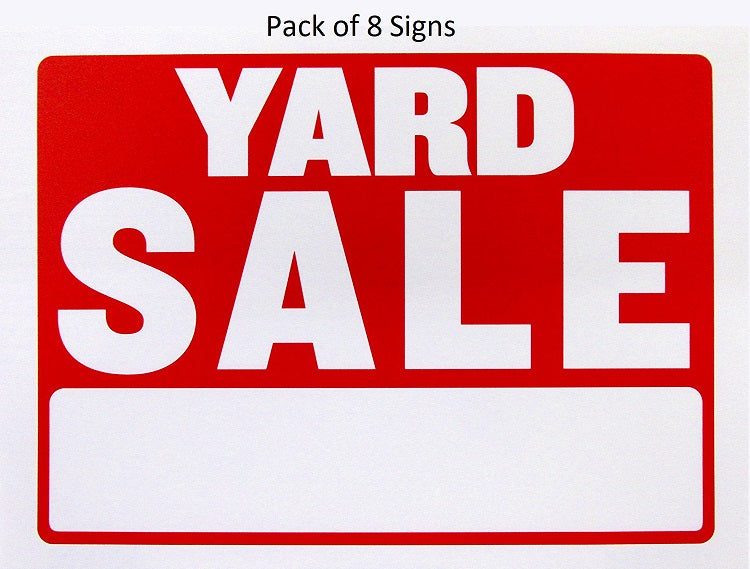 8 Pcs Bazic "Yard Sale" Signs (9" x 12”) Durable & Weatherproof - 1 Pack