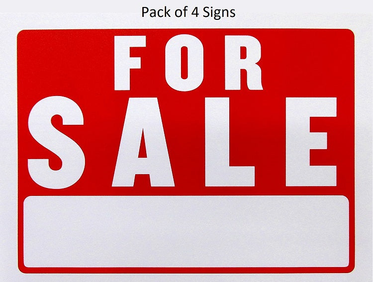 4 Pcs Bazic "For Sale" Signs (9" x 12”) Durable & Weatherproof - 1 Pack