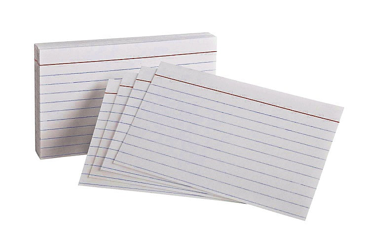 100 Sheets Kamset Index Cards 3” x 5” Ruled White - 1 Pack