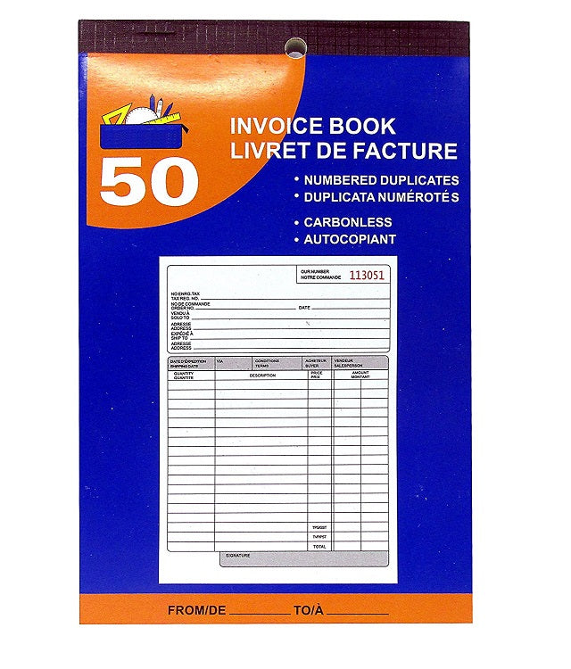 Kamset  Invoice Book 50 Sheet 5.25" x 7.25" White & Canary Carbonless - 1 Pack