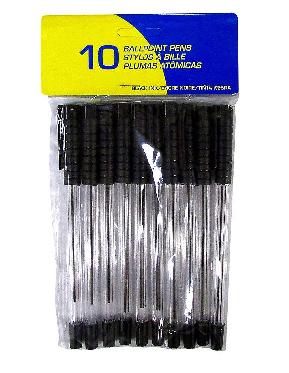 10 Pcs Kamset Ballpoint Pens Black Ink - 1 Pack