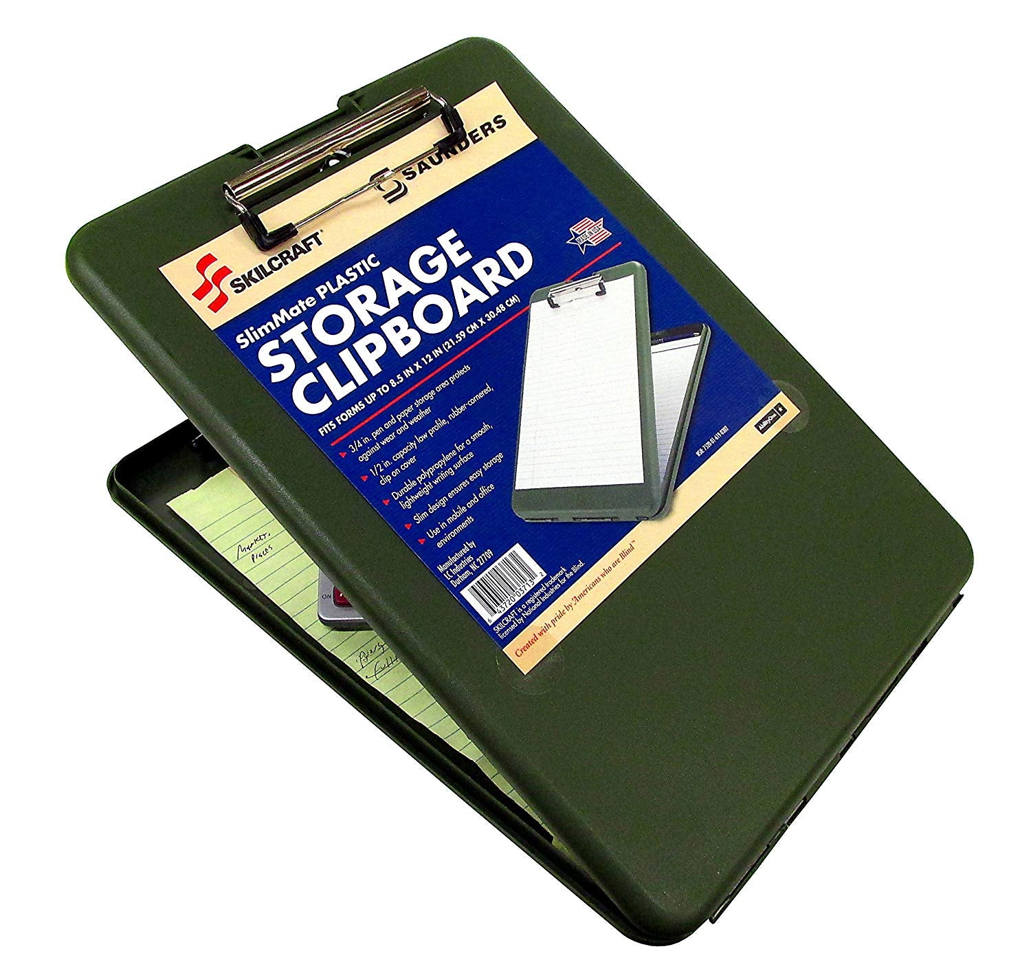Skilcraft Green Portable Storage Clipboard (8.50” X 11”) Northland Wholesale