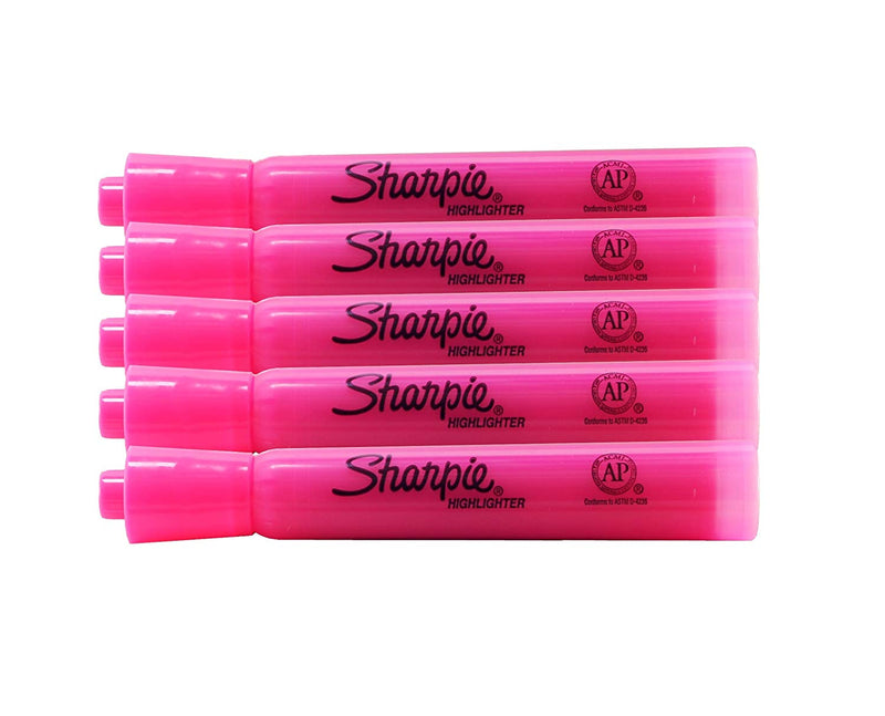 5 Pcs Sharpie Accent Liquid Highlighters Pen Style & Chisel Tip Fluorescent Pink - 1 Pack