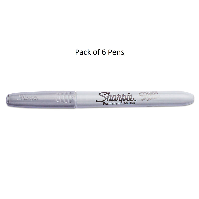 6 Pcs Sharpie Fine Point Permanent Marker in Metallic Silver Ink - 6 Pack