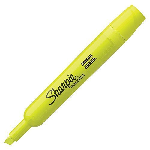 12 Pcs Sharpie Accent Tank Style Highlighter Chisel Tip Fluorescent Yellow  - 1 Box