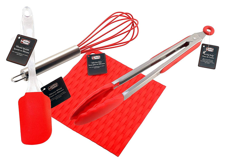 3-Pc Ai-De-Chef Silicone Cooking Set ( 1 Spatula + 1 Tongs + 1 Whisk + 1 Hot Pad) - 1 Pack