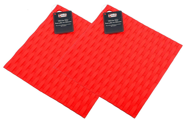 2 Pcs Ai-De-Chef Red Silicone Pot Holder Heat Resistant Up to 428ºF - 2 Pack