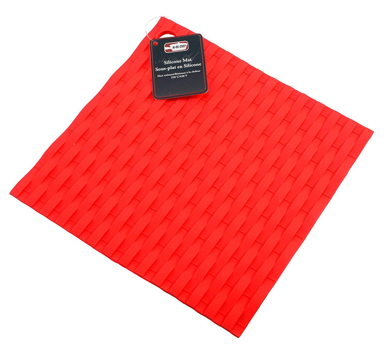 2-Pc Ai-De-Chef Red Silicone Oven Mitt and Pot Holder Set - 1 Pack