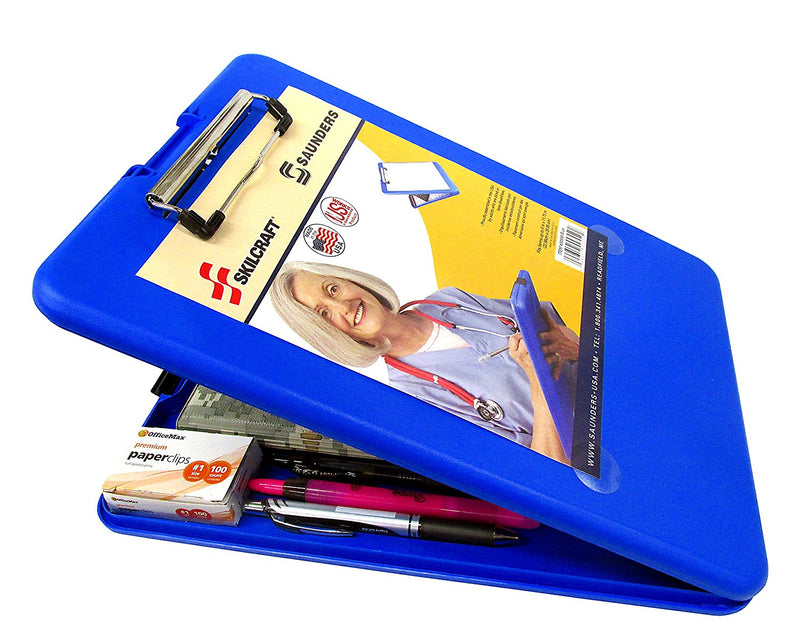 Skilcraft SlimMate Plastic Portable Storage Clipboard Polypropylene Blue 1 Pack