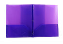6 Pcs Three Leaf Two Pocket Poly Portfolio 4.5” with Prongs Assorted Color - 6 Pack