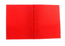 6 Pcs Three Leaf Two Pocket Poly Portfolio 4.5” with Prongs Assorted Color - 6 Pack