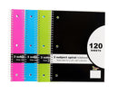 4 Pcs Three Leaf 3 Subjects Spiral Notebook (10.5' x 8')  College Ruled 120 Sheets Random Colors  (Blue, Black, Pink and Green) - 4 Pack