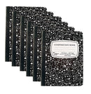 6 Pcs Three Leaf Composition Notebook(9 3⁄4' x 7 1⁄2') Wide Ruled 100 Sheets Black Marble Design 6 Pack