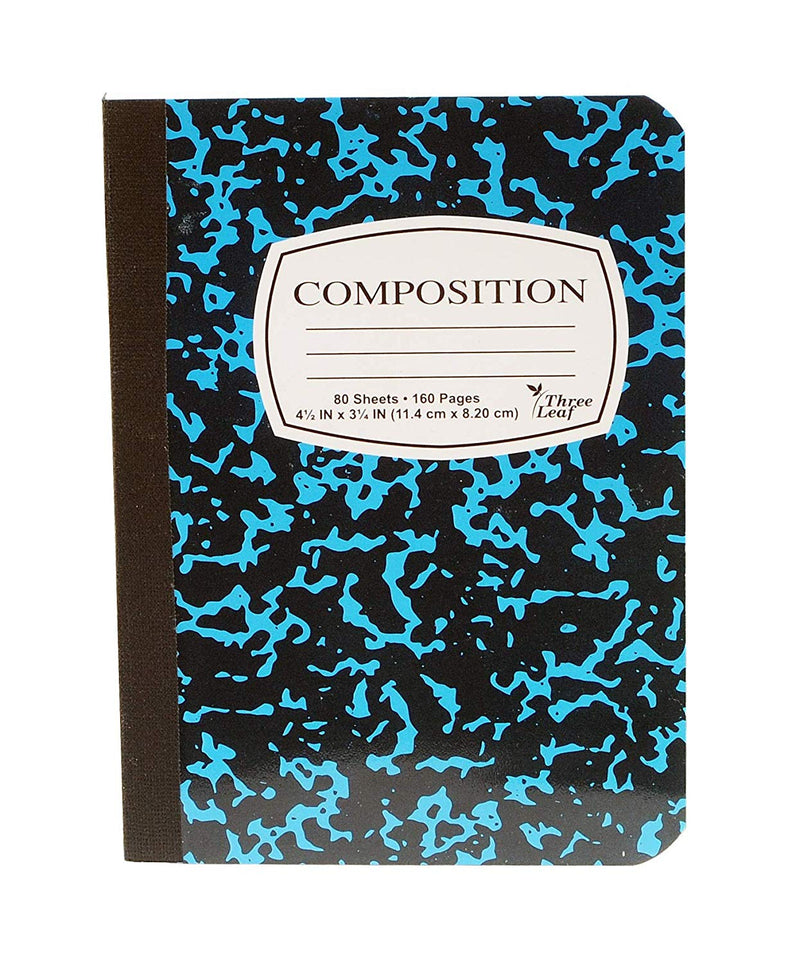 3 Pcs Three Leaf Mini Composition Notebook 4 1⁄2 x 7 1⁄4  College Ruled 100 Sheets Random Color  Red, Green, Yellow, Blue, Black) - 6 Pack