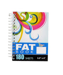 2 Pcs Three Leaf Spiral Fat Book Notebook (5.5' x 4') College Ruled 180 Sheets Random Design 2 Pack