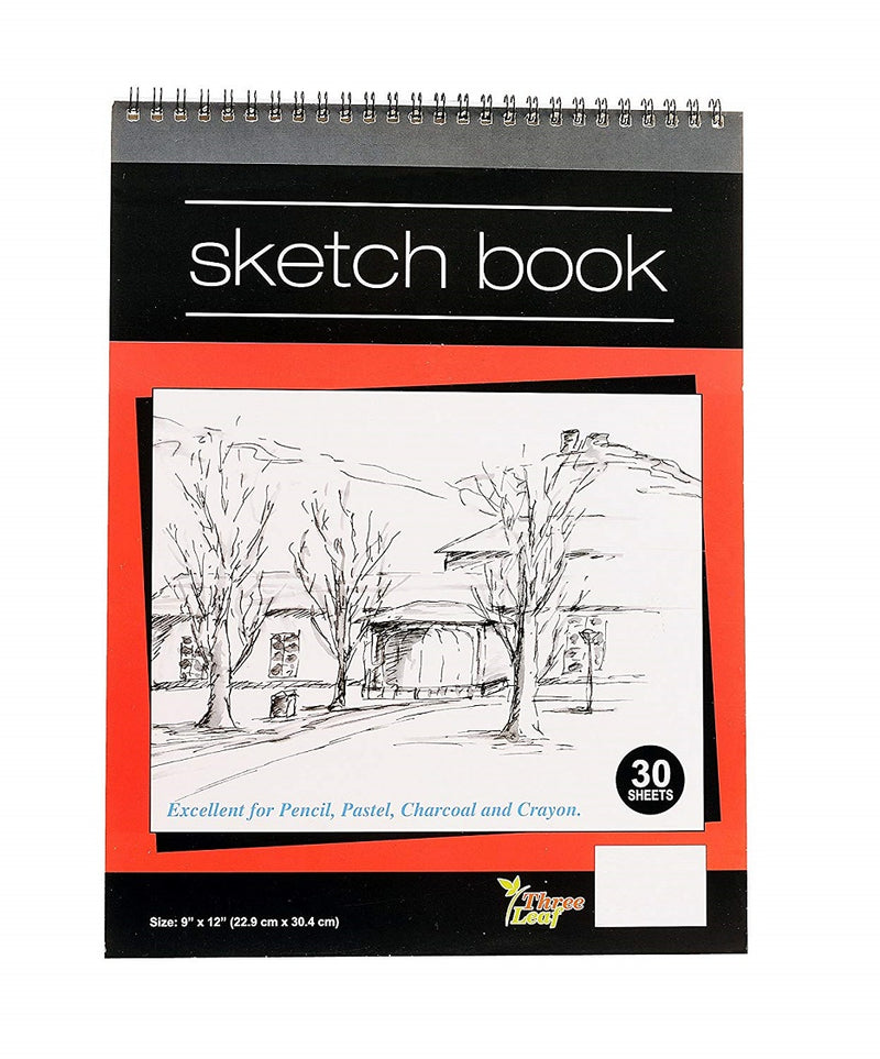 40 Sheets Three Leaf Sketchbooks 9”x12” Premium Sketchbook and 30 Sheets Wired Sketchbook - 1 Set