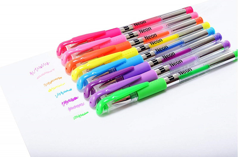 30 Sheets Three Leaf Sketch Book Set ( Wired Sketchbook 9”x12” + 8 Neon Gel Pens + 12 Colored Pencils + 18 Oil Pastels) - 1Pack