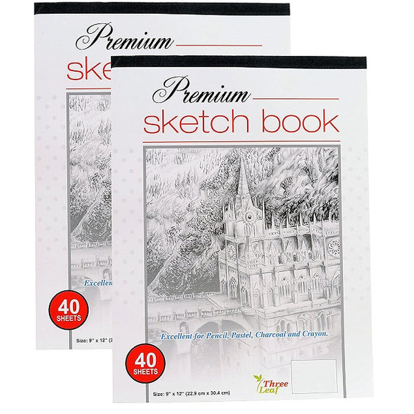 2 Premium Sketchbook w/ 40 off-white sheets & 9x12 size