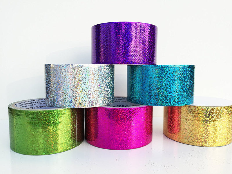 6 Rolls Bazic Glitter Duct Tapes Set (1.88" x 15') 6 Colors Holographic Style Self-adhesive - 6 Pack
