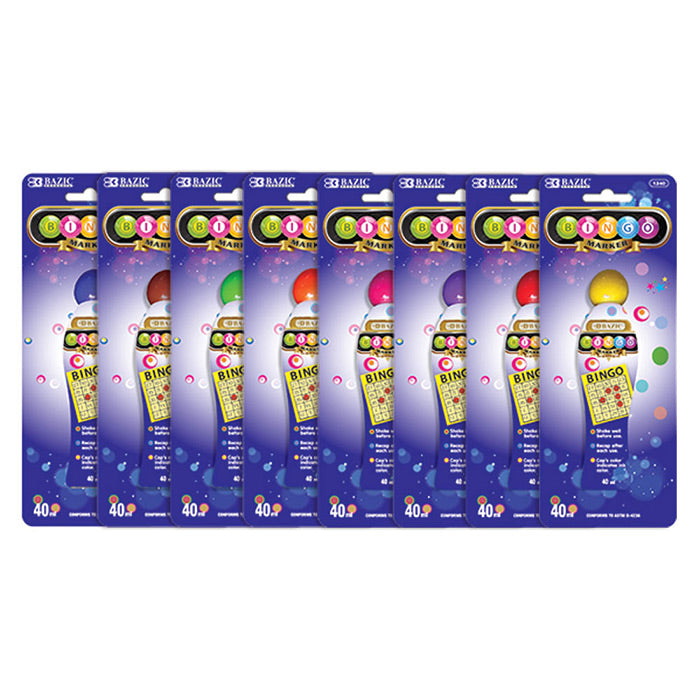 8 Pcs Bazic Bingo Marker Multicolor Set (Pink, Yellow, Green, Brown, Red, Blue, Purple, Orange) - 8 Pack