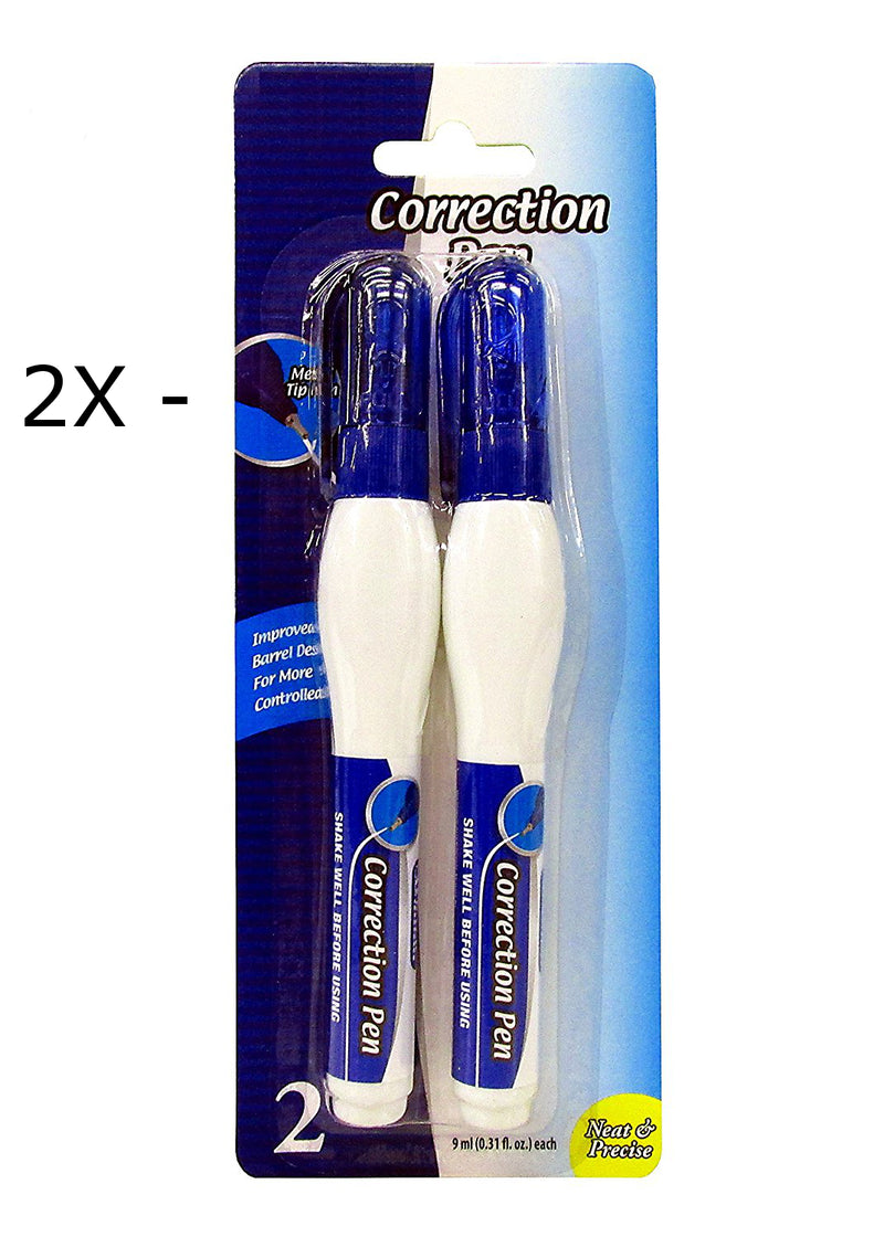 4 Pcs Bazic Metal Tip All-Purpose Correction Pens (9 ml) 2 Pack