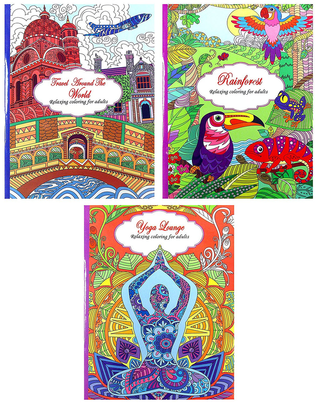 Bazic Adult Coloring Book Set Single Sided 3 Books - Northland Wholesale