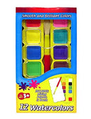 1 Set Bazic Kids Watercolor Palette 12 Colors with  Mixing Slot and Brush