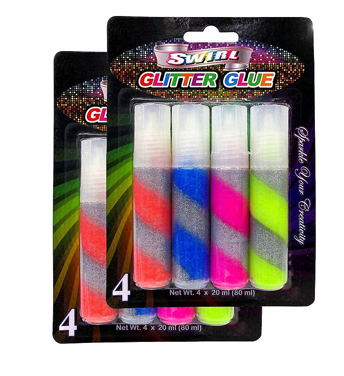 8 Bottles Bazic Glitter Glue Set 20 ml Swirl Color Fusion 2 Pack