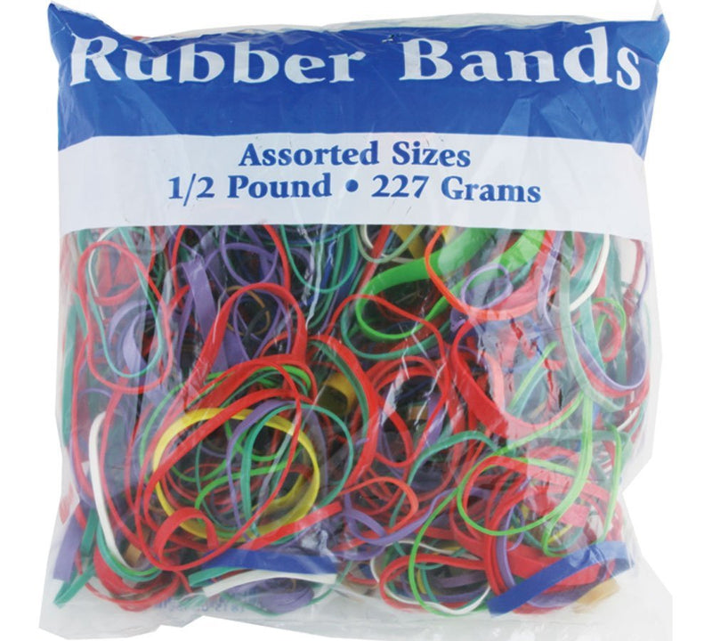 Bazic Rubber Bands Assorted Dimensions (227g-0.5 lbs) Multi-Color - 1 Bag