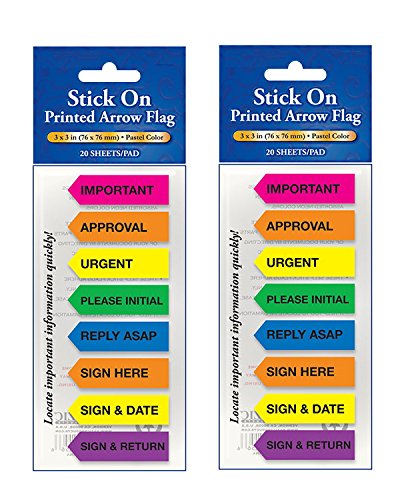 320 Sheets Bazic Stick-On Printed Arrow Flags - Repositionable and Removable - 2 Pack