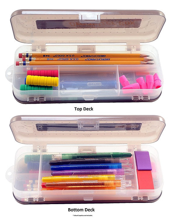 Bazic Double Deck Organizer Box Random Colors (Black, Red, Blue, Green) 2 Pack