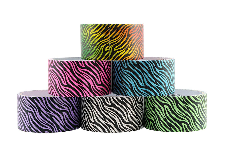 6 Rolls Bazic Zebra Themed Decorative Duct Tapes Set (1.88" X 5’) Multi-purpose Self-adhering Tapes Assortd Colors - 6 Packs